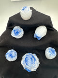 Roses 6  / white with blue tips. /Item 1