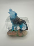 Wolf Howling / blue / black / stone / Item 293