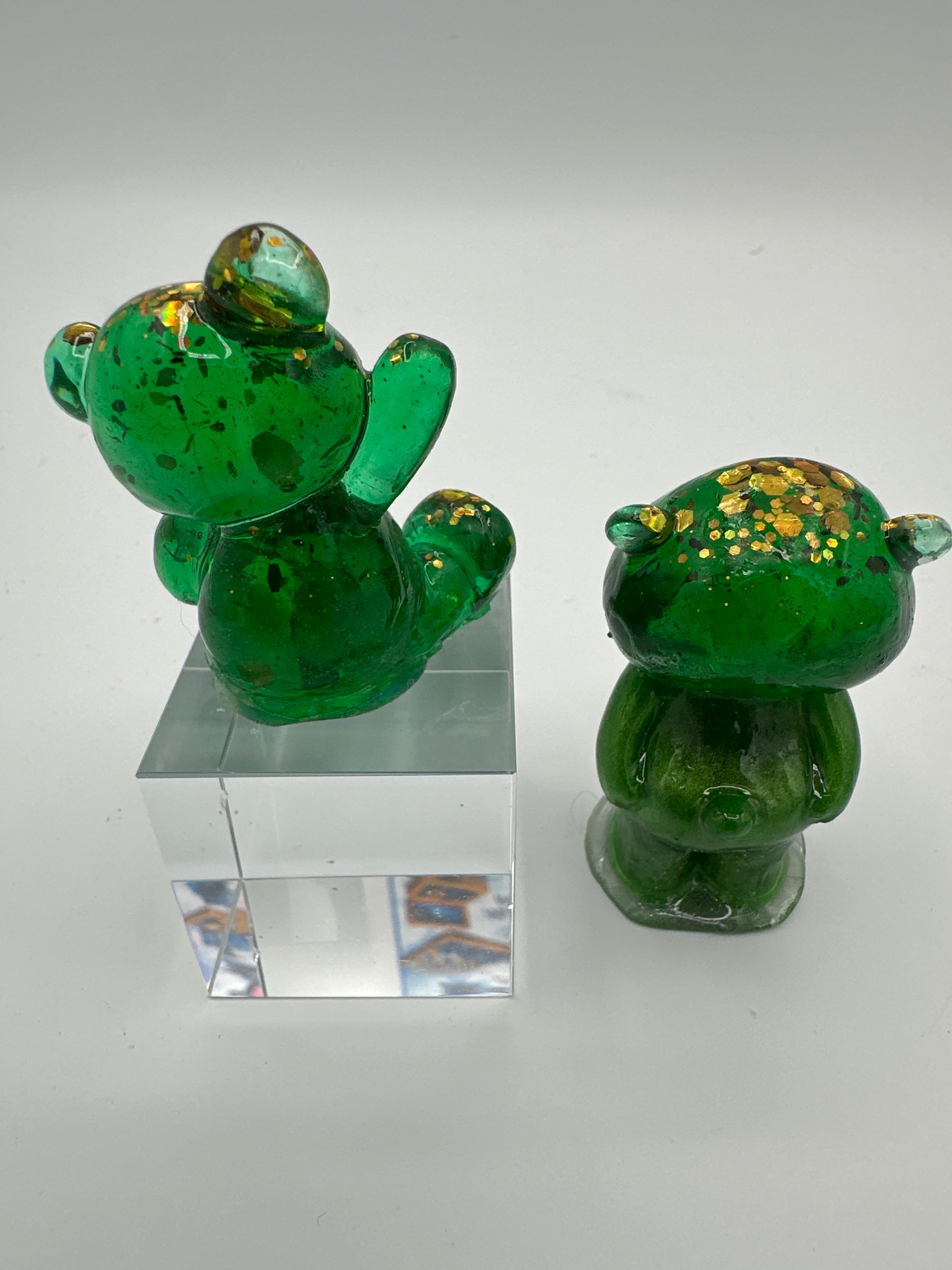 Bear Friends, set of 2 / Green glitter