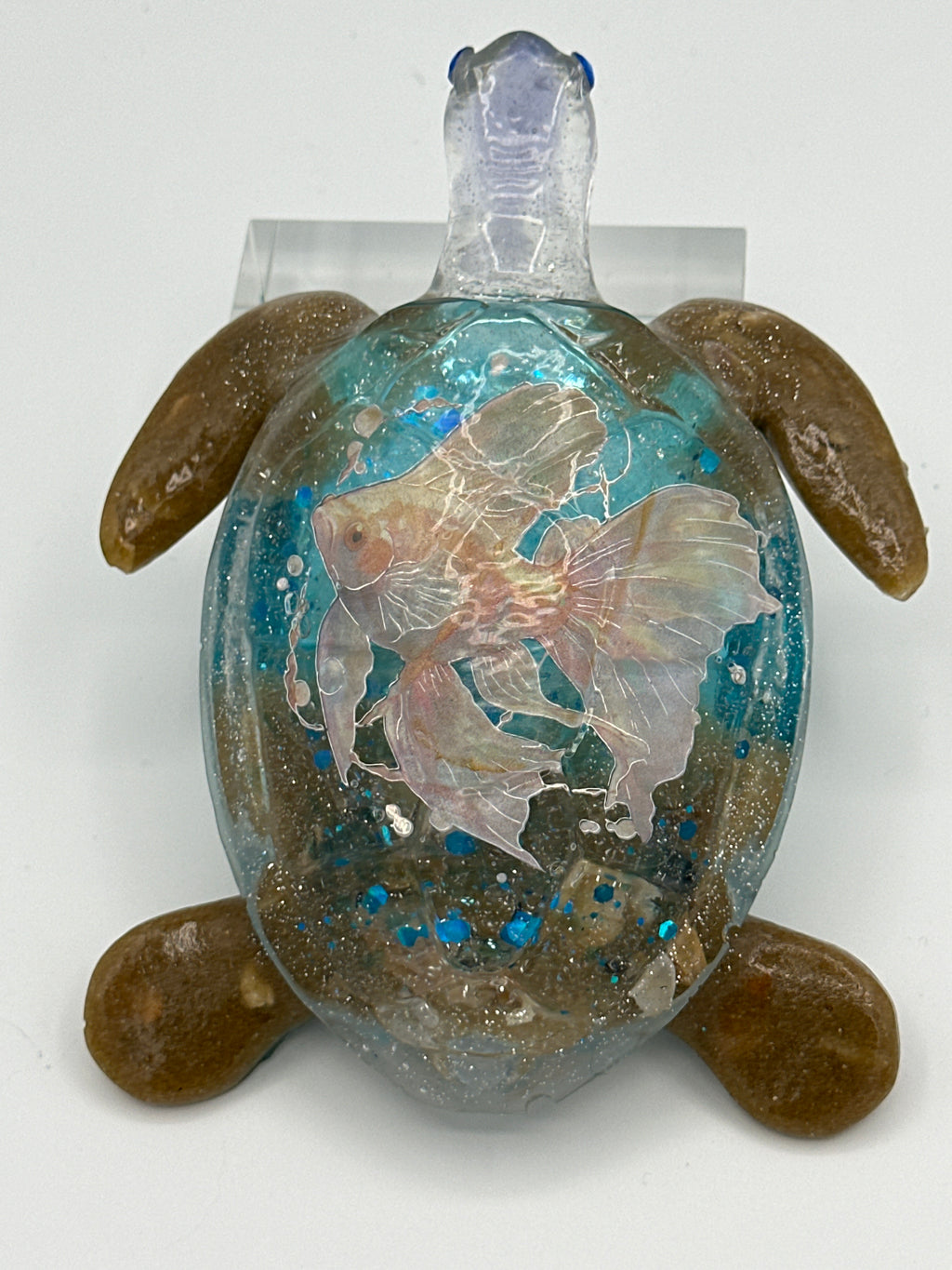 Sea turtle medium 6 inches long/color aqua/fish / weight 10.5 ounces /item 303
