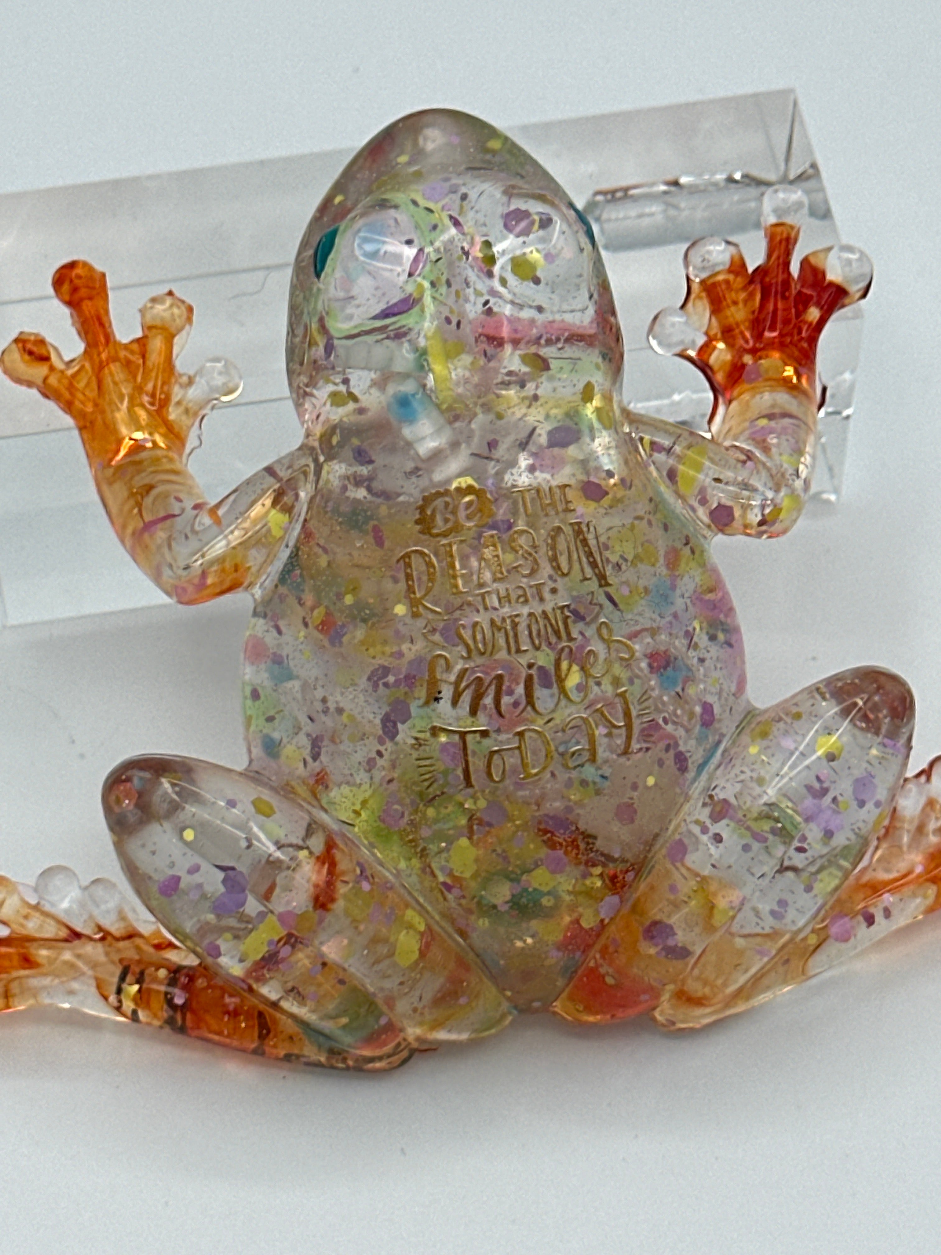 Frog Fancy jeweled saying on back the reason, someone smiles today Item 49