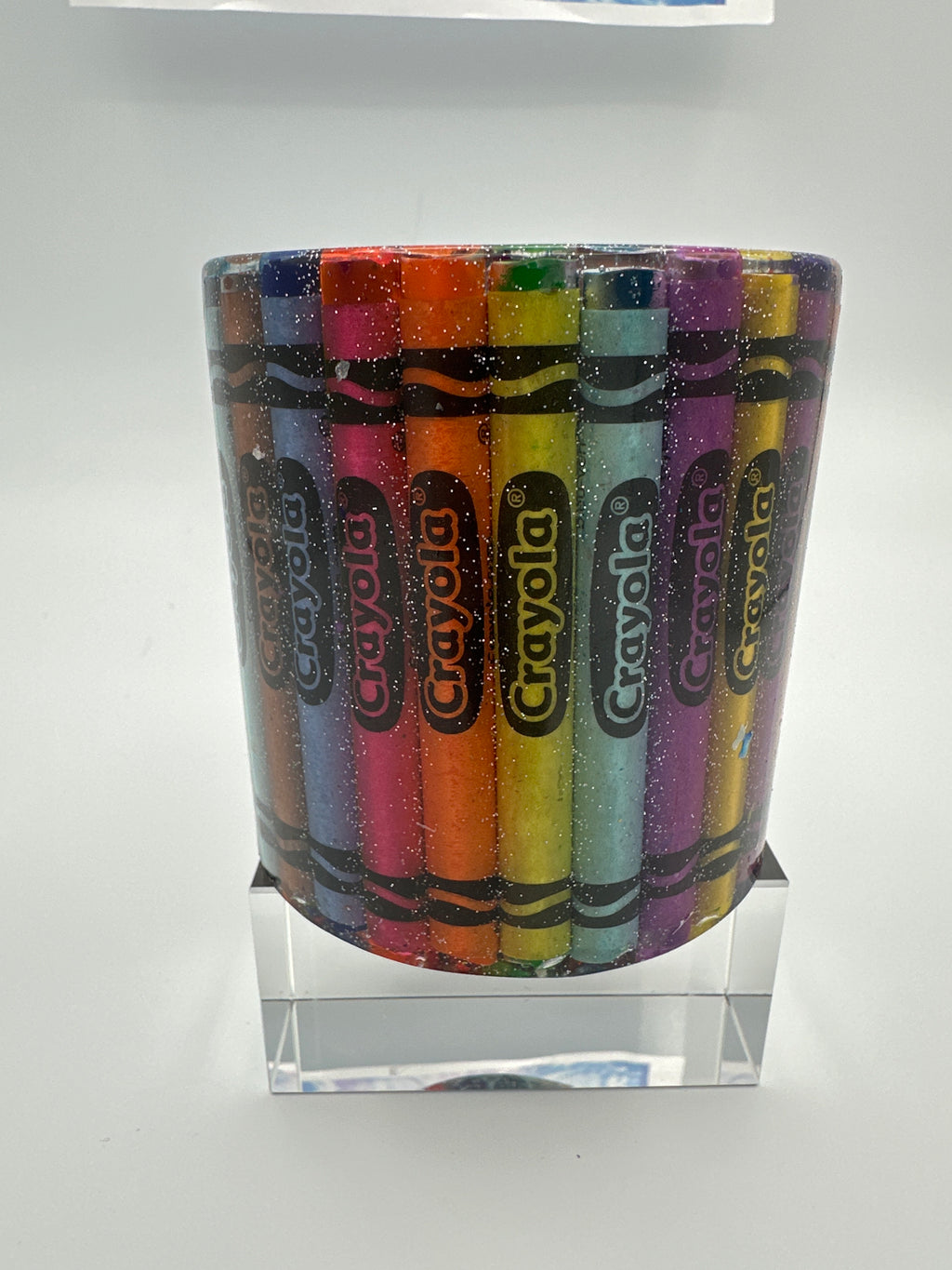 Crayon holder/multicolored/silver fine glitter/ weight 7.4ounces/item 74
