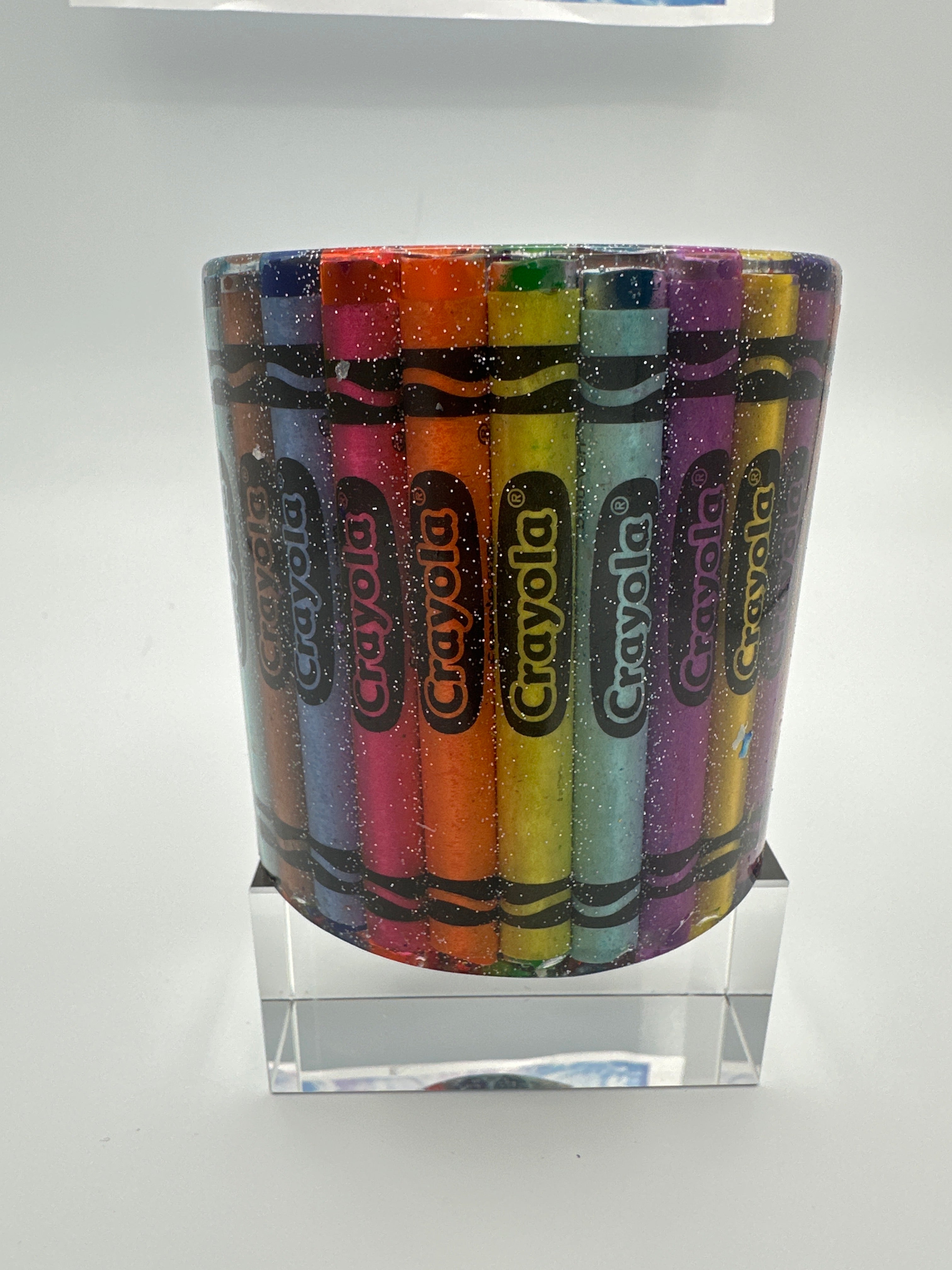 Crayon holder/multicolored/silver fine glitter/ weight 7.4ounces/item 74