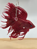 Beta fish mobile/ 6 inches /red/Heart charm/item number 122