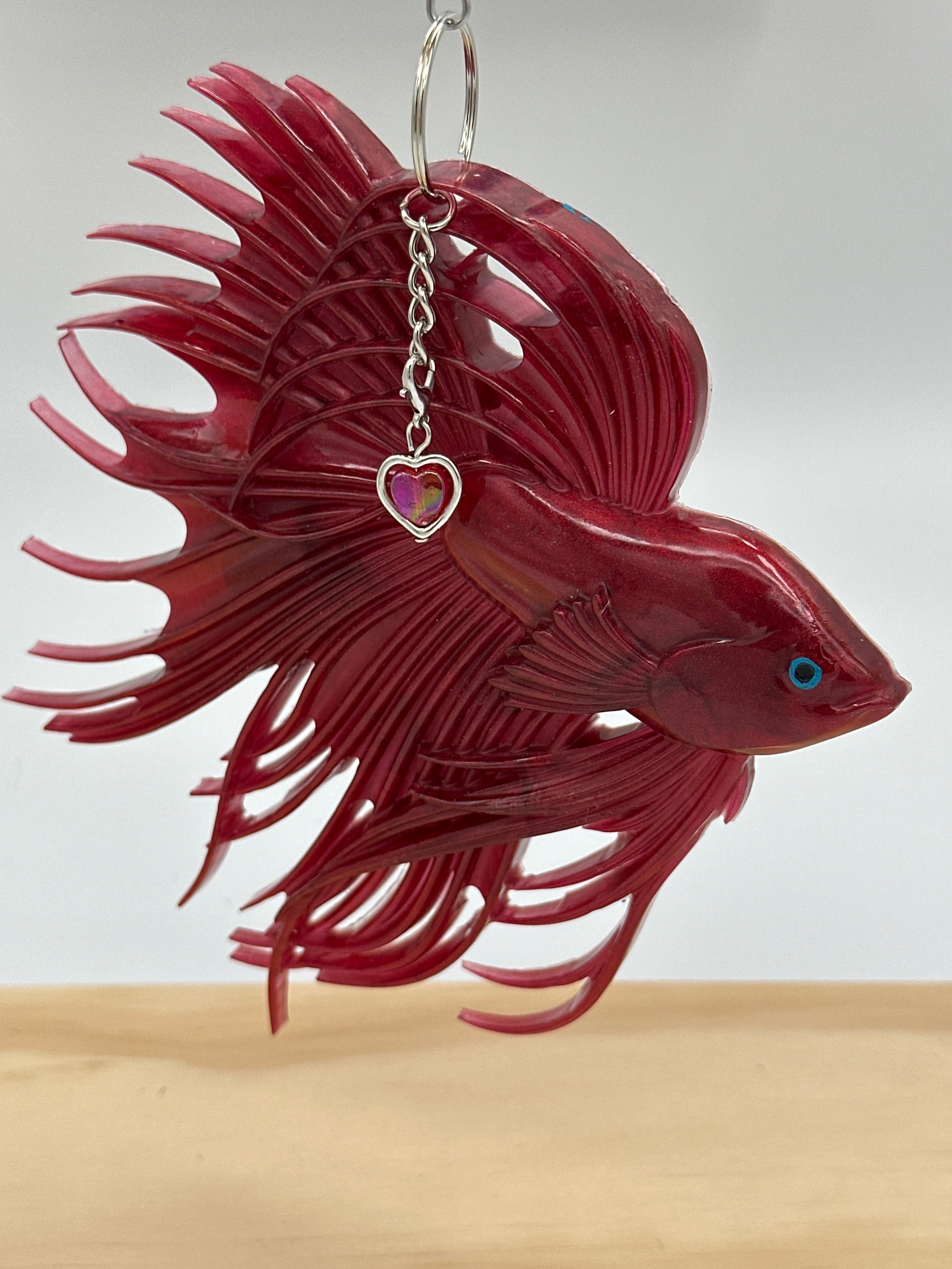 Beta fish mobile/ 6 inches /red/Heart charm/item number 122