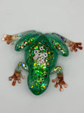 Frog fancy green with playing cards and glitter item #253