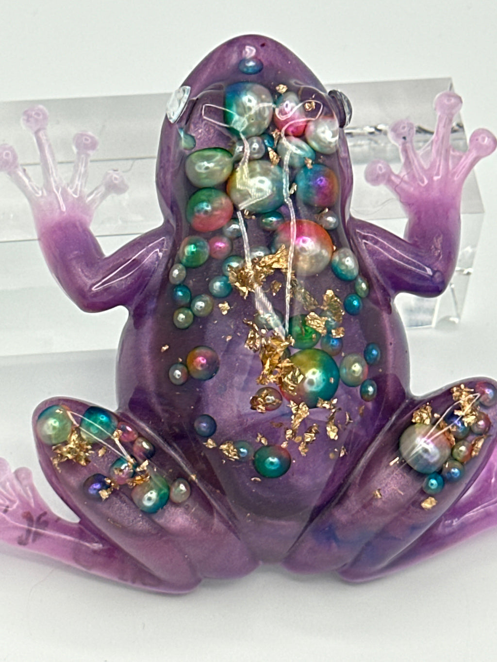 Frog Fancy /purple/iridescent pearls /gold fleck/ ￼ item 325