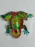 Frog Fancy x and O, / 4 inch /pink crystal eyes. Item 299