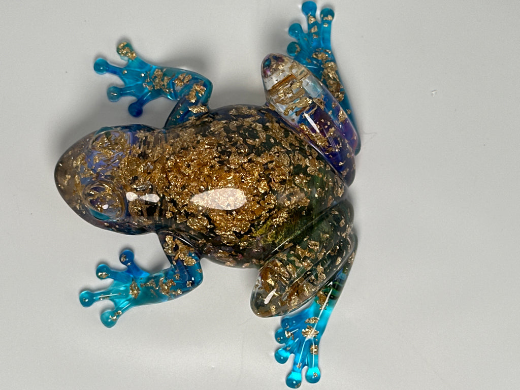 Frog Fancy / teal / gold fleck. Item 61