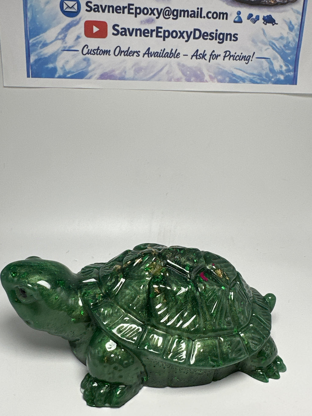 Ground turtle /5.5 inches  /green with glitter item 20