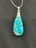 Pendant / blue iridescent pearls / Item  52