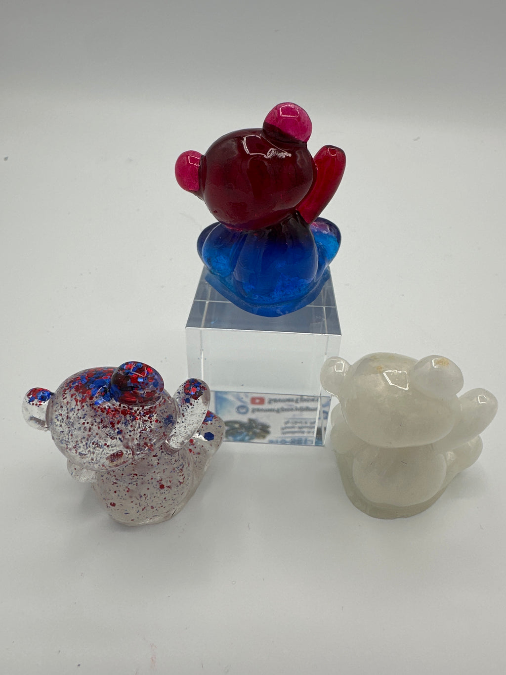 Bears, set of 3 / Patriotic Red White and Blue