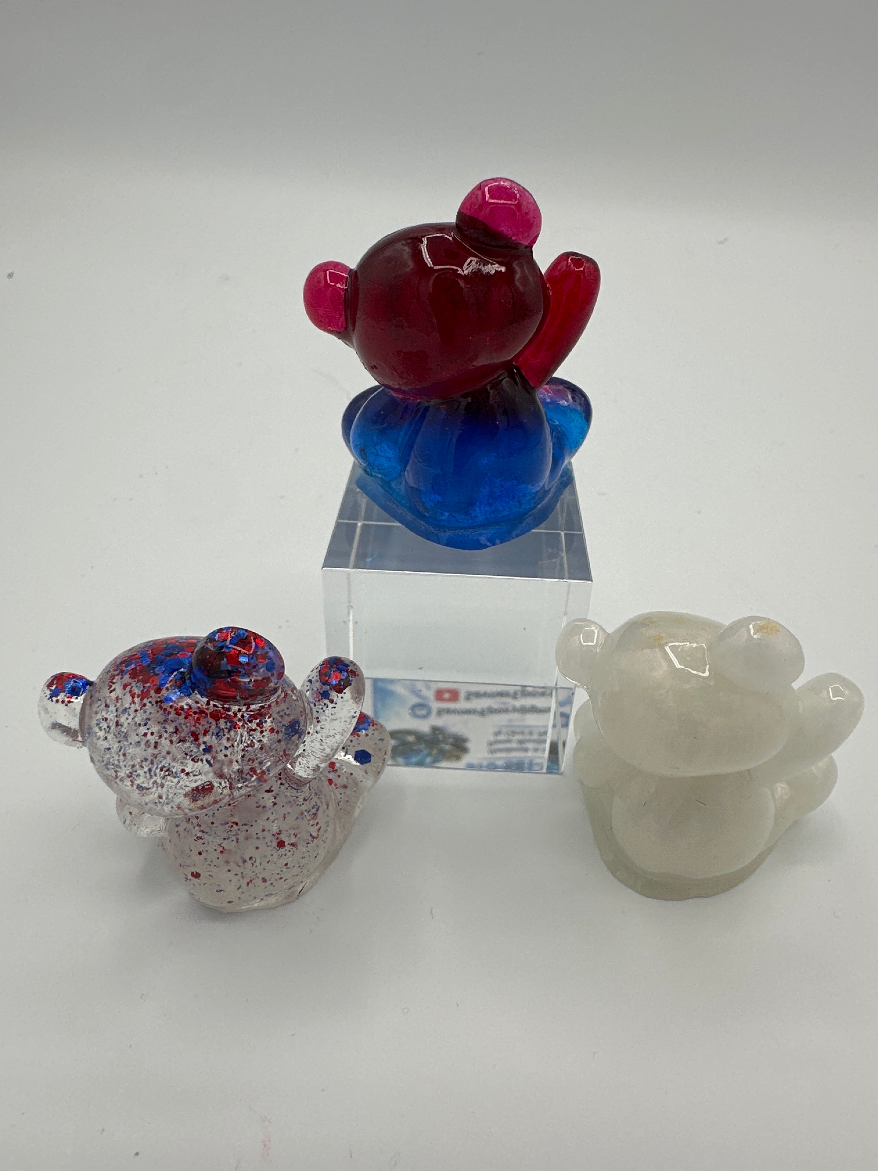 Bears, set of 3 / Patriotic Red White and Blue