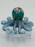 Octopus/teal/silver glitter/shells in head/item number 127