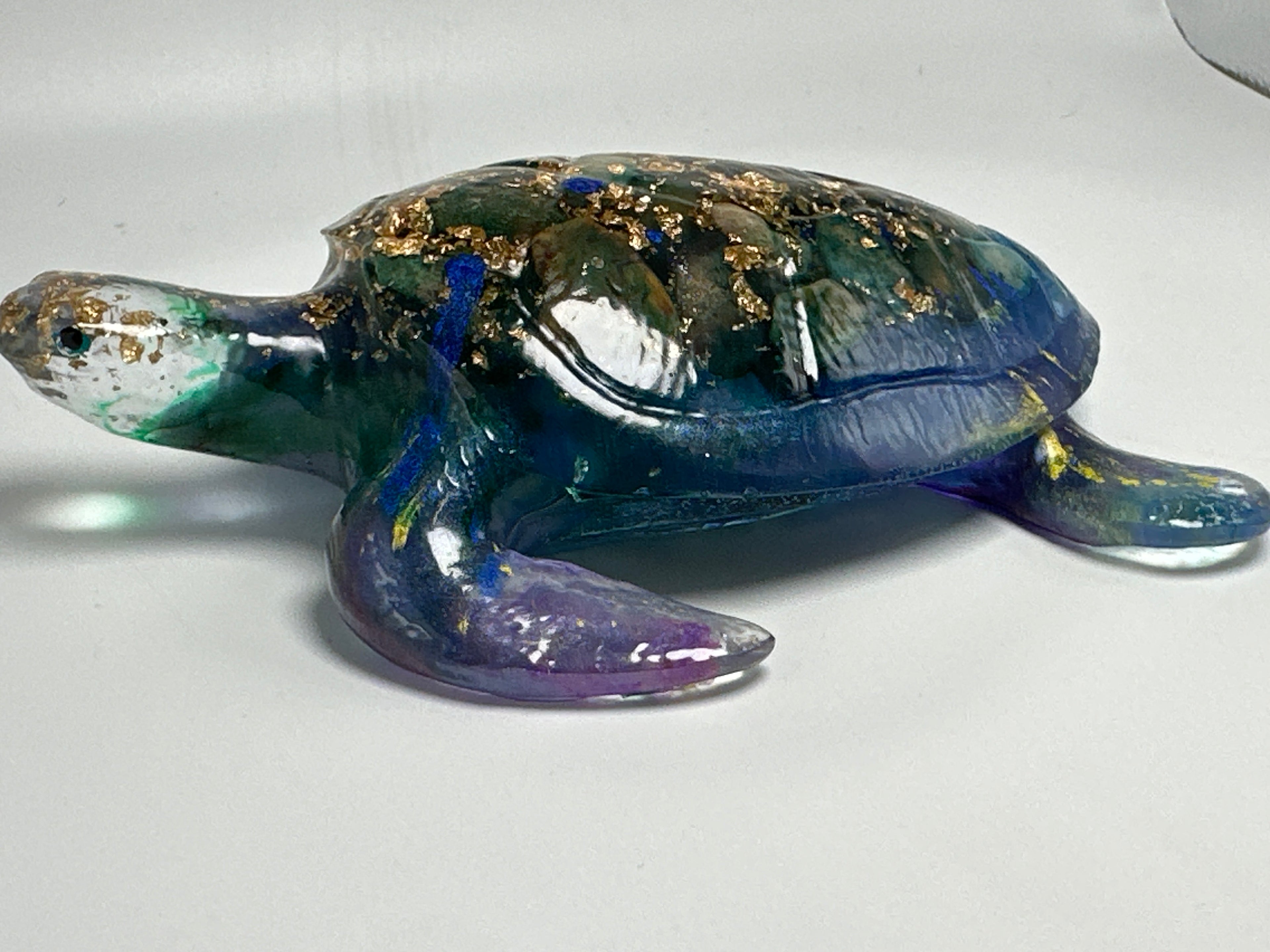 Sea Turtle /6 inch / blue / purple / green / rock / gold fleck/ Item 8