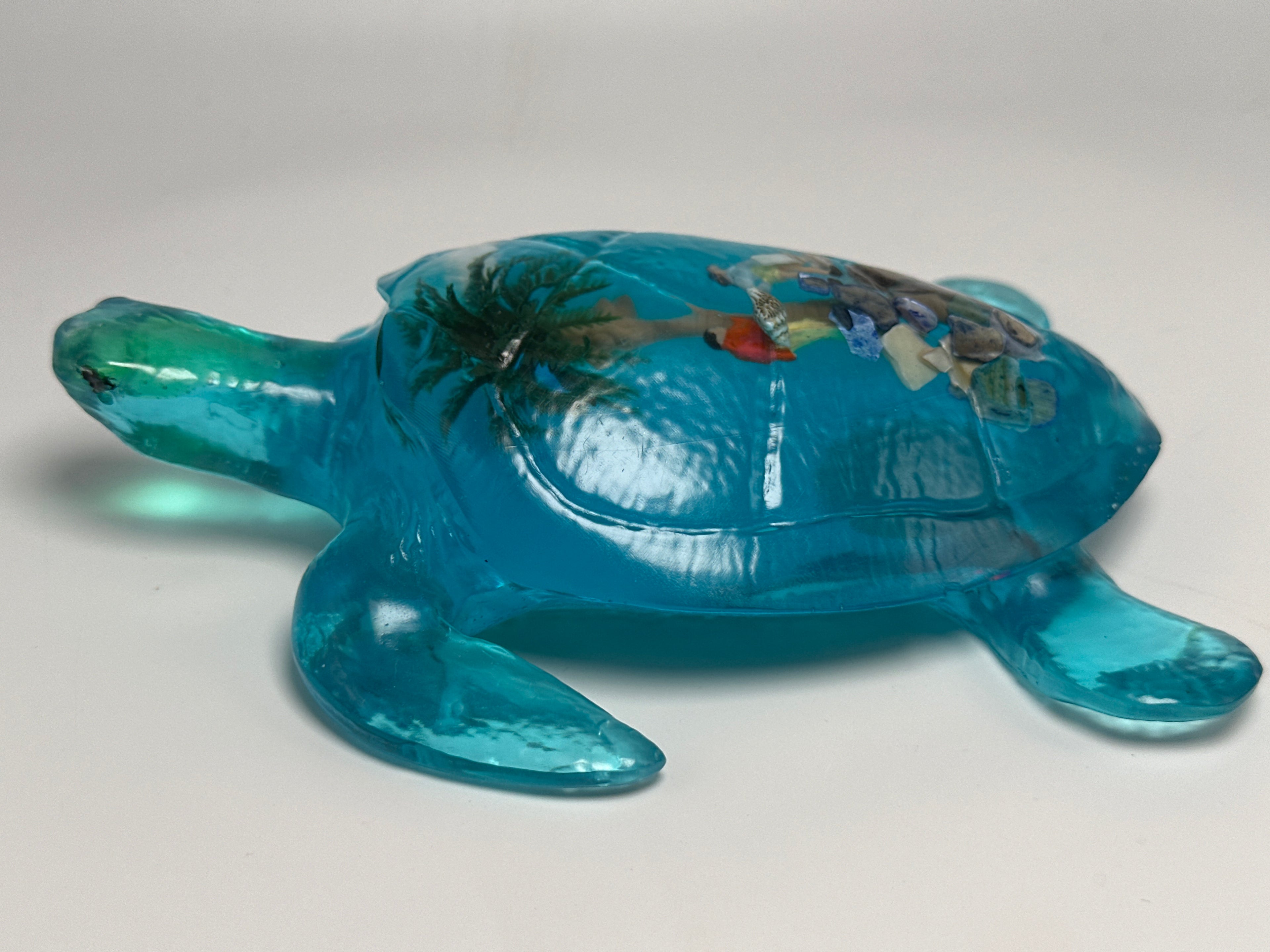 Sea Turtle , Aqua blue/6 inch / palm tree/people Item 237