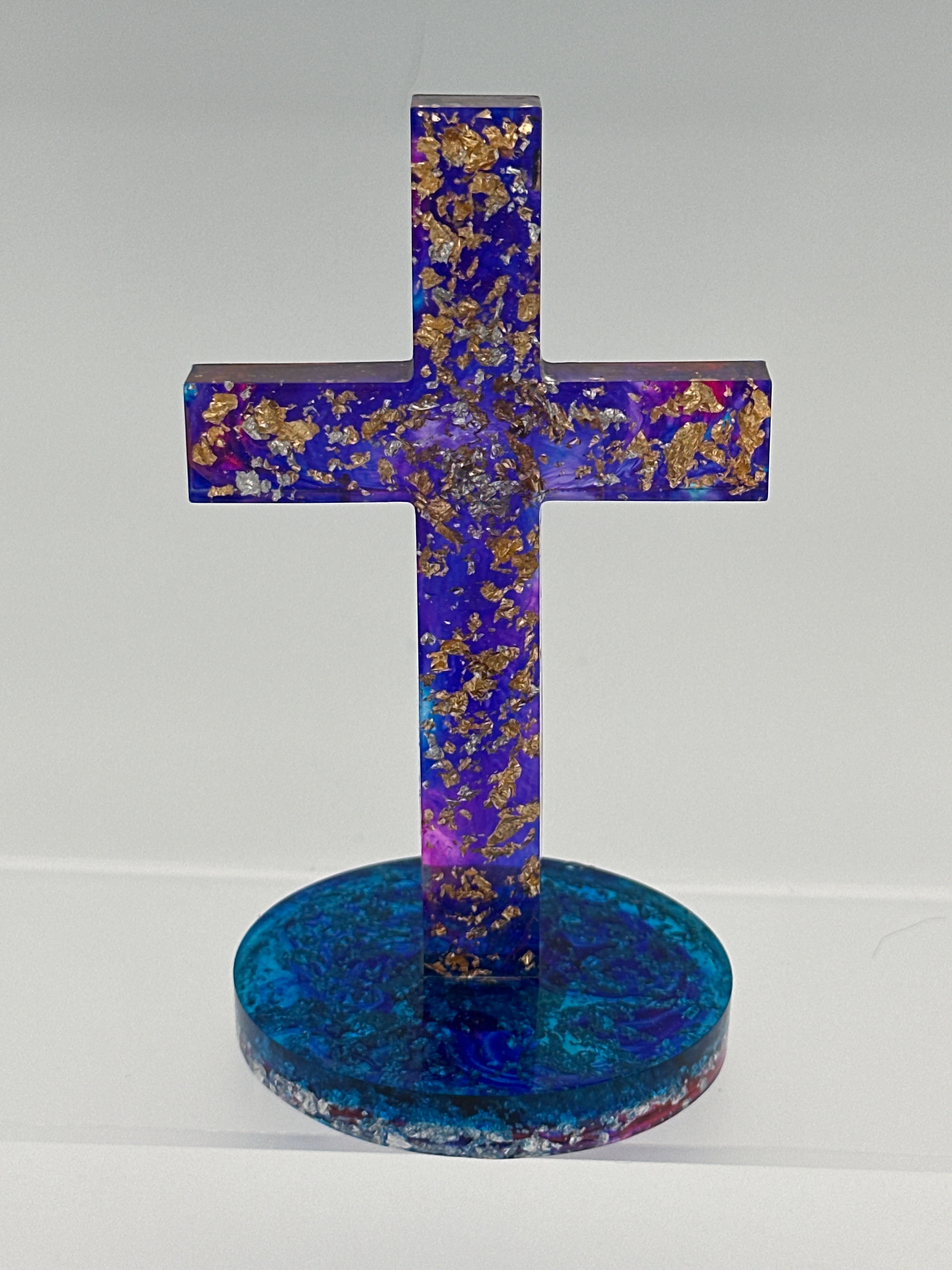 Cross 5.25 inches / blue / purple / pink / Item 174