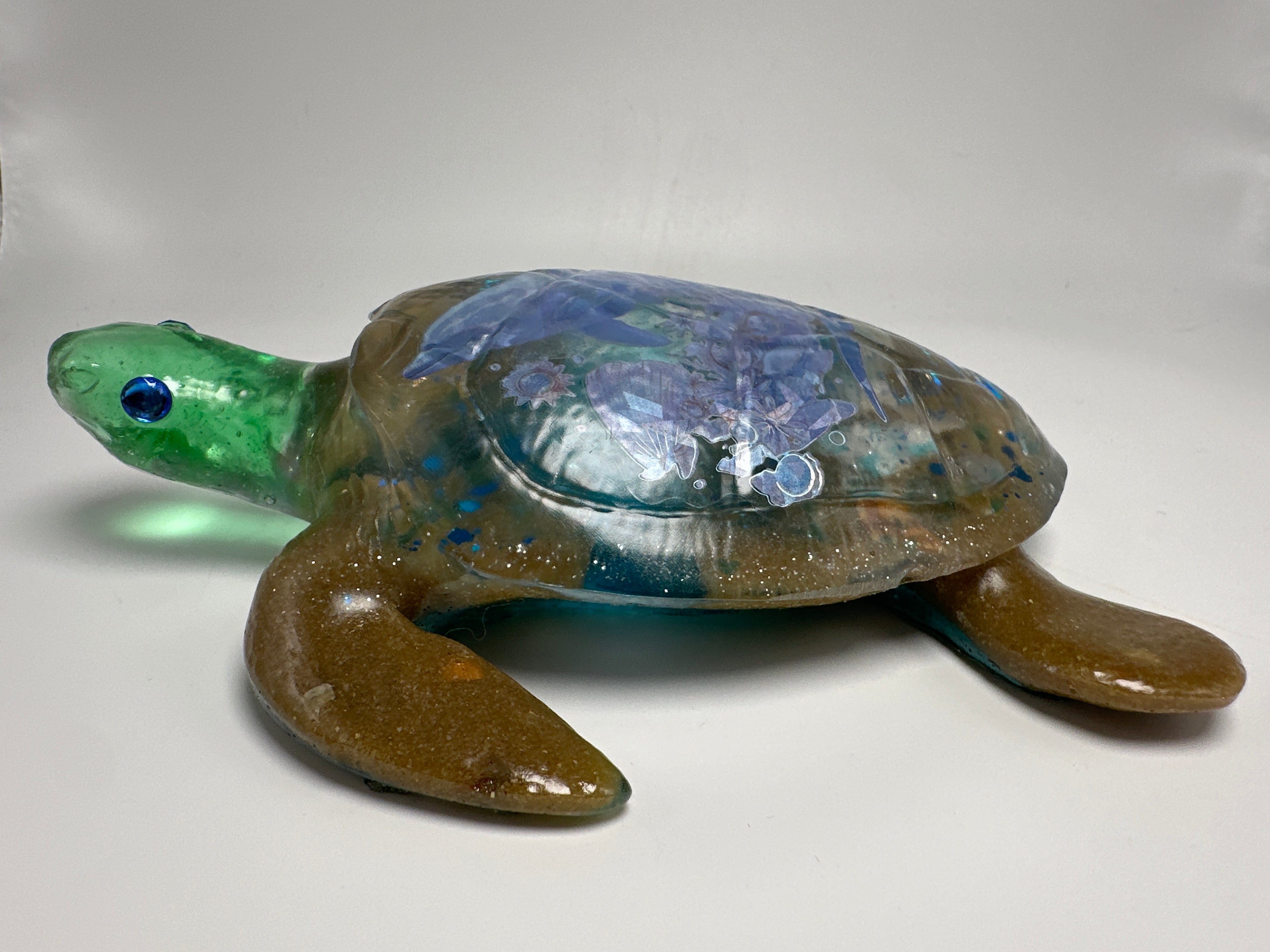 Sea turtle / 6 inch / teal blue/sand/dolphin. Item 302