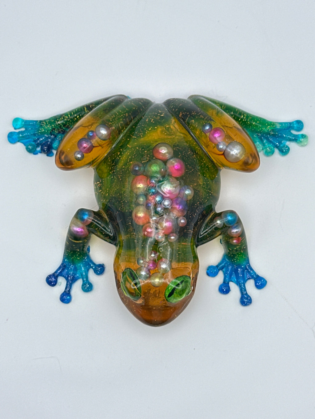 Frog Fancy Light Orange, multicolor pearl. Item # 166.