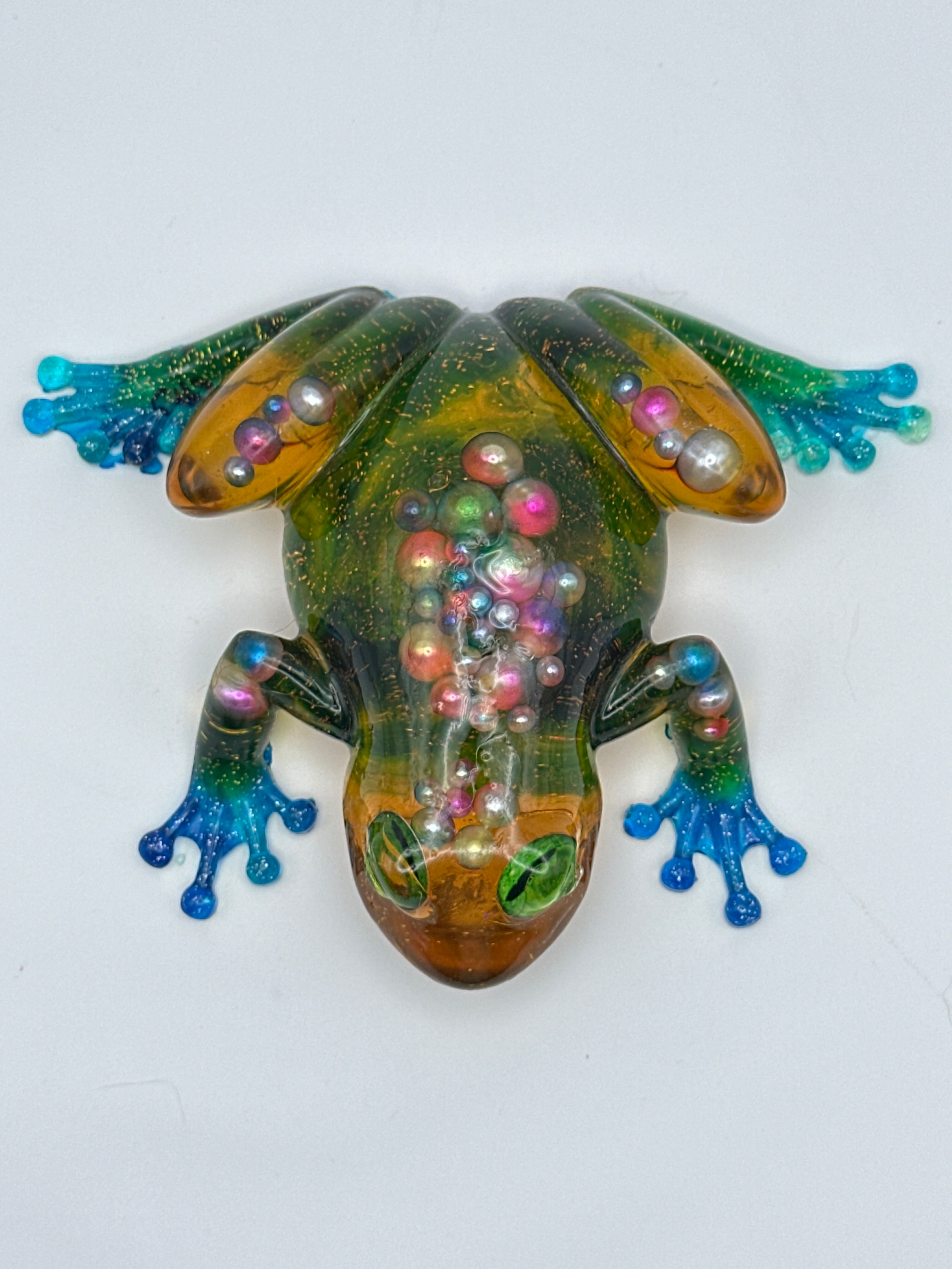 Frog Fancy Light Orange, multicolor pearl. Item # 166.