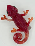 Gecko / red and orange/ hand painted eyes