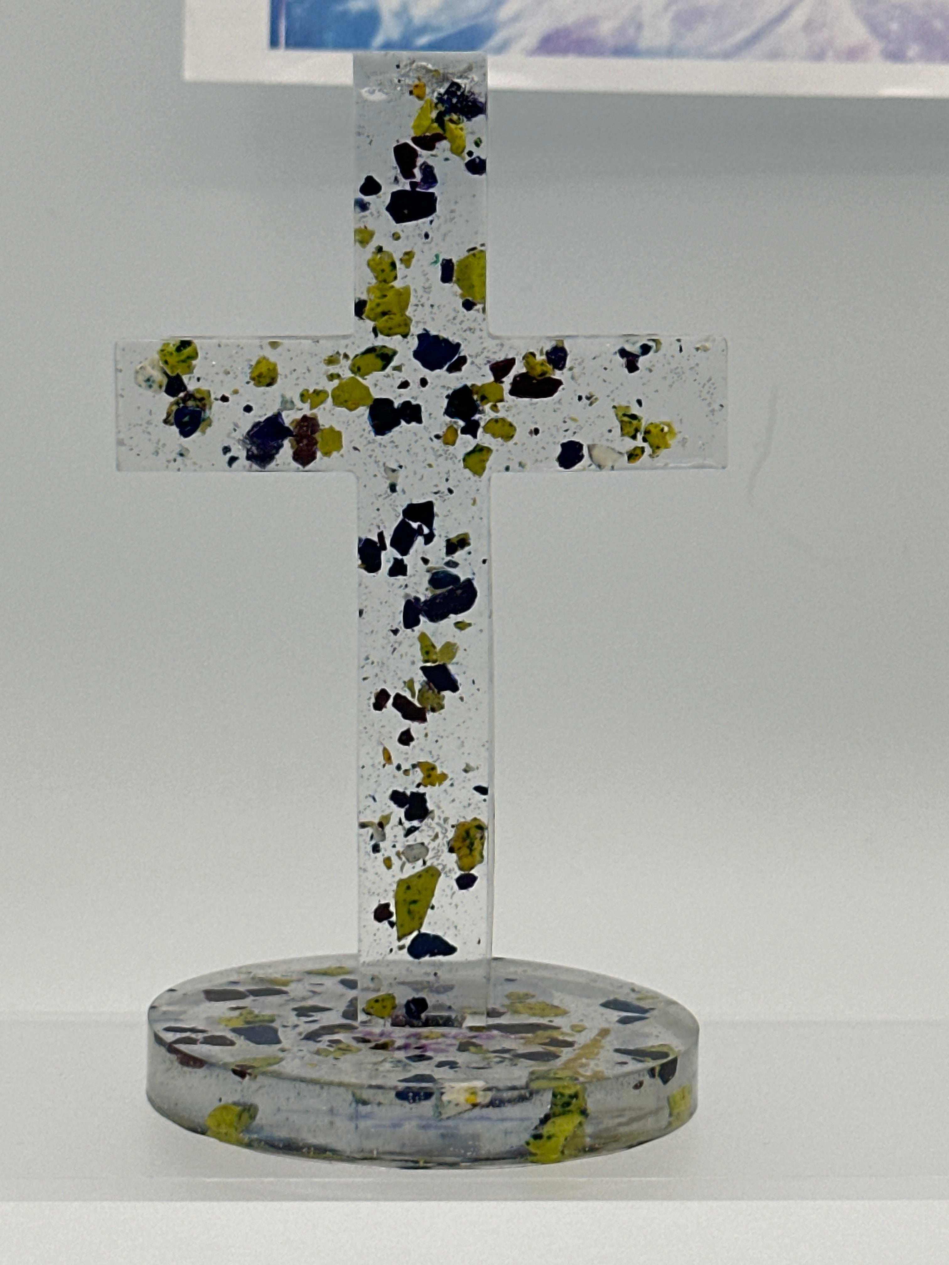 Cross 5.25 inches tall / yellow / navy / Item 132