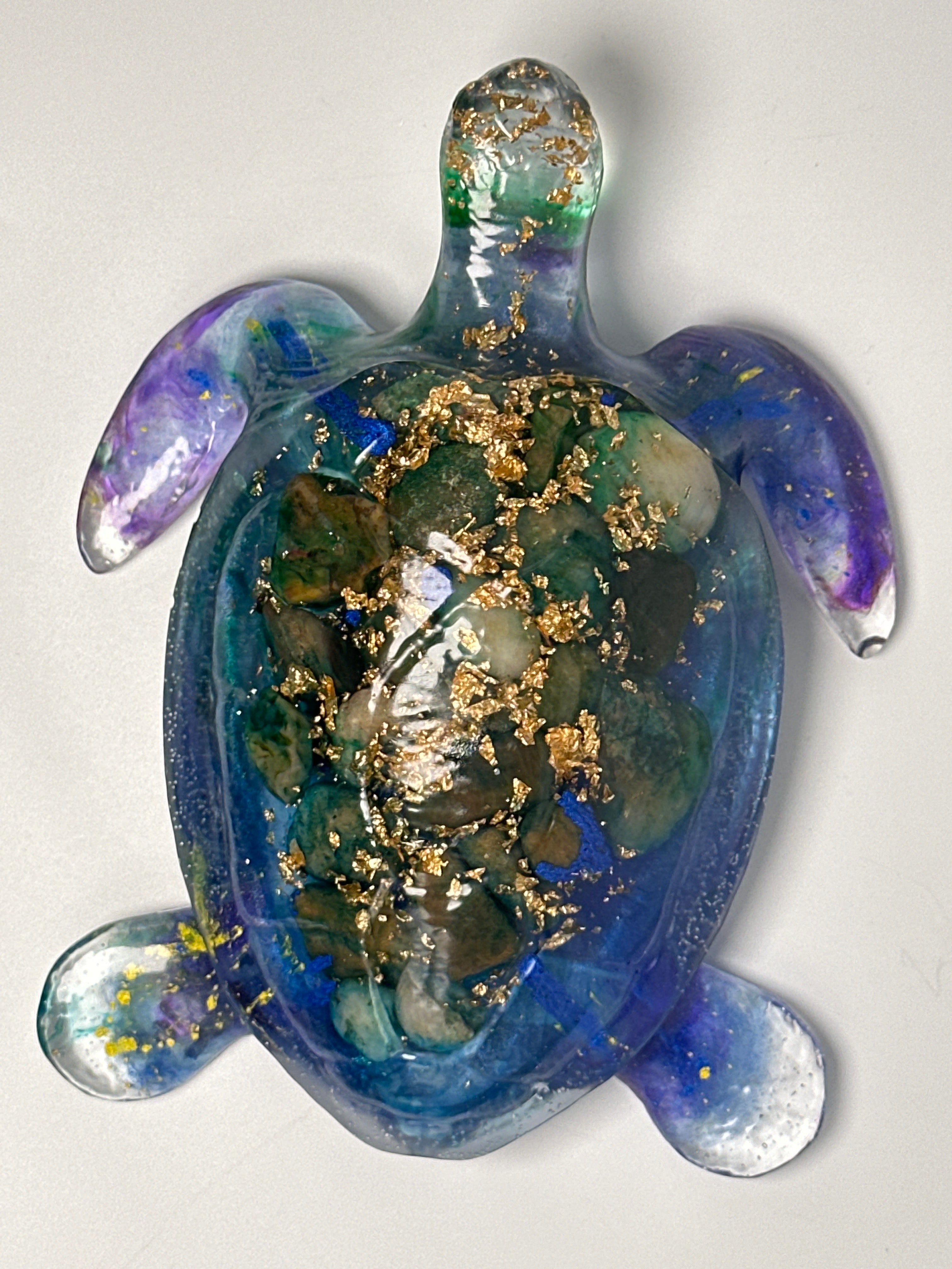 Sea Turtle /6 inch / blue / purple / green / rock / gold fleck/ Item 8