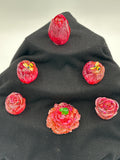 Roses / pink/white tipped/glitter/frog/2 bees/3 ladybugs/item two