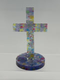 Cross 5.25 inches tall / jewel stained glass / Item 134