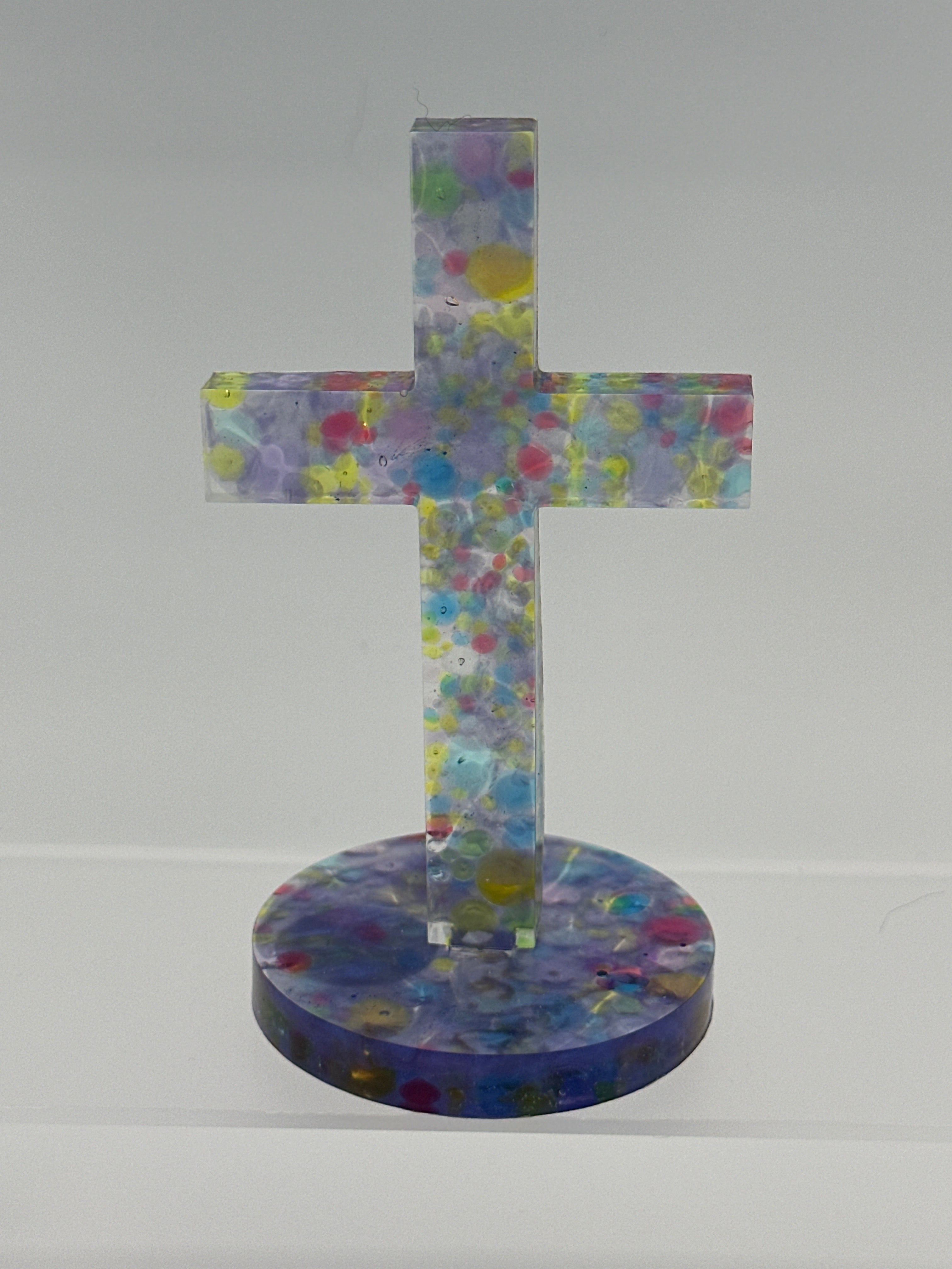 Cross 5.25 inches tall / jewel stained glass / Item 134