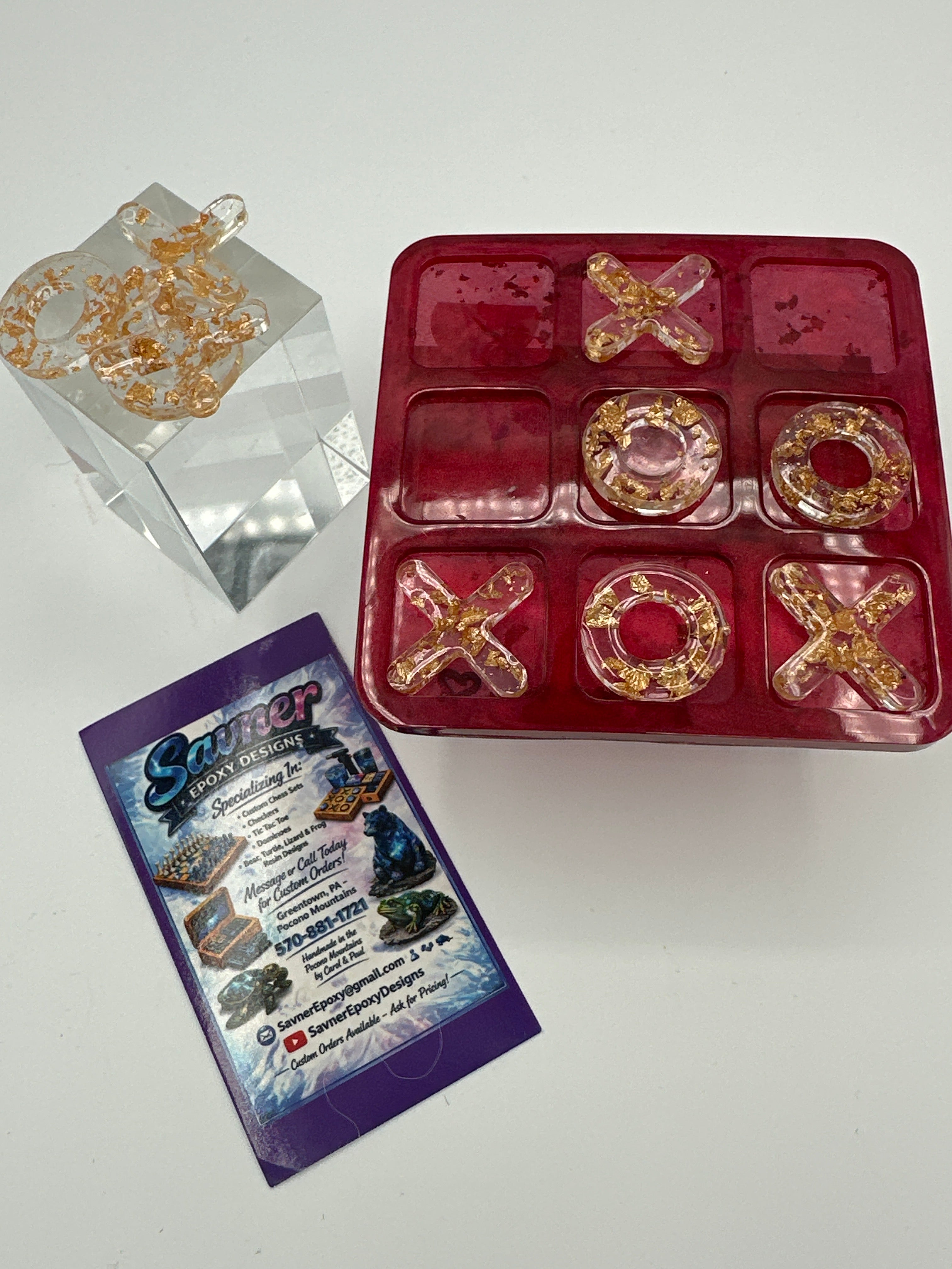 Tic Tac Toe/3.5 inch Tiny / Red and Gold / Weight 2.0 / Item 157