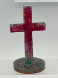 Cross 5.25 inches tall / red and green/ green fleck / Item 137