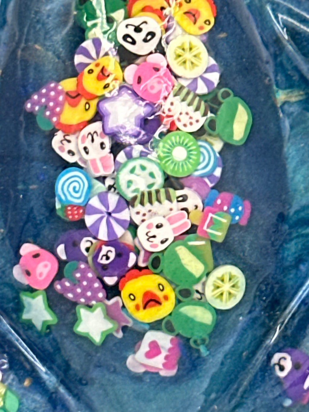 Frog Fancy /blue/confetti/hand painted eyes/item 54