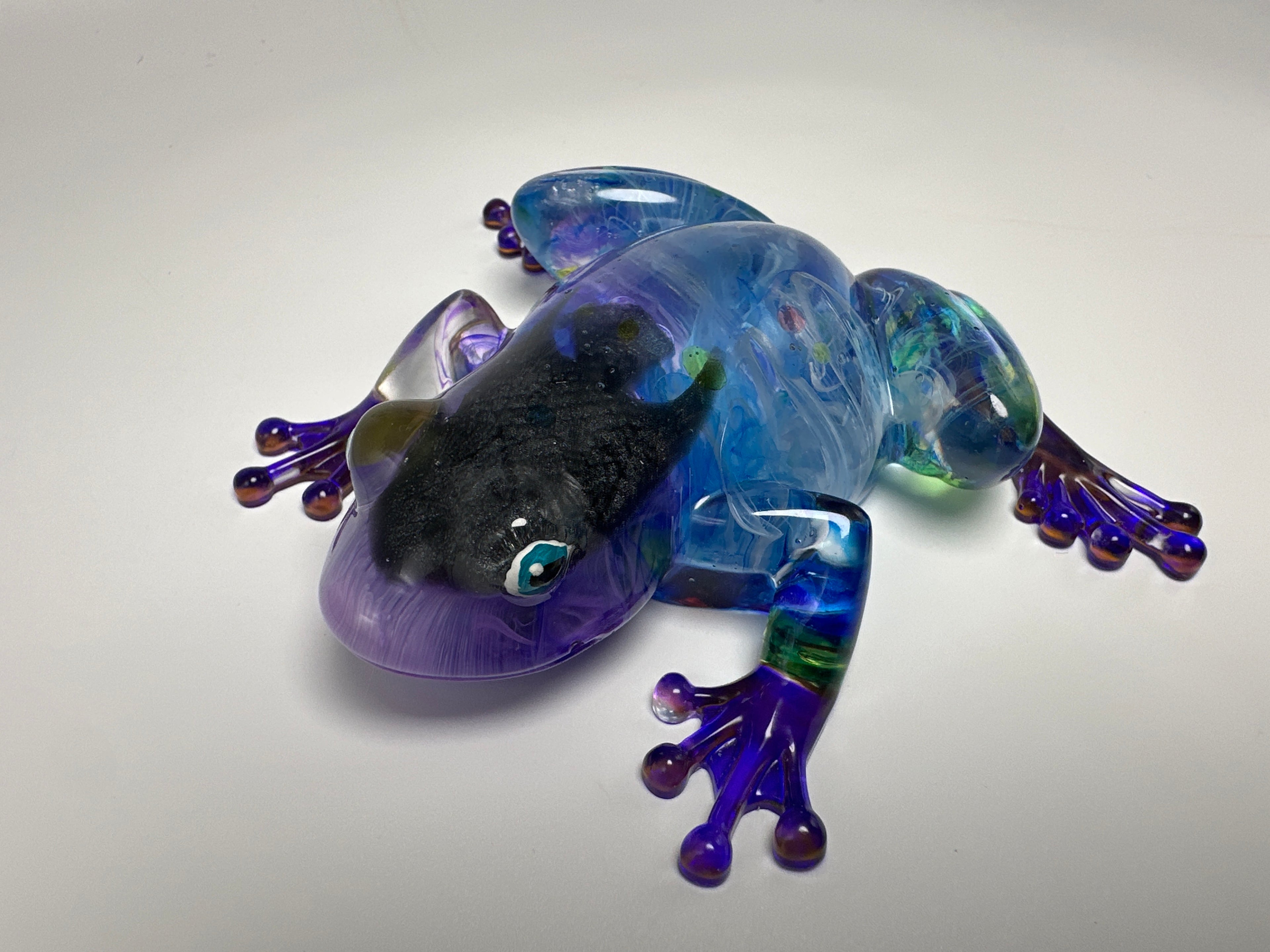 Frog Fancy, / 4 inch /blur / purple/smoke / fish head. Item 182