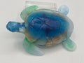 Sea turtle medium 6inches long/color aqua/blue /Sea shells/ weight 10.1 ounces /item 323