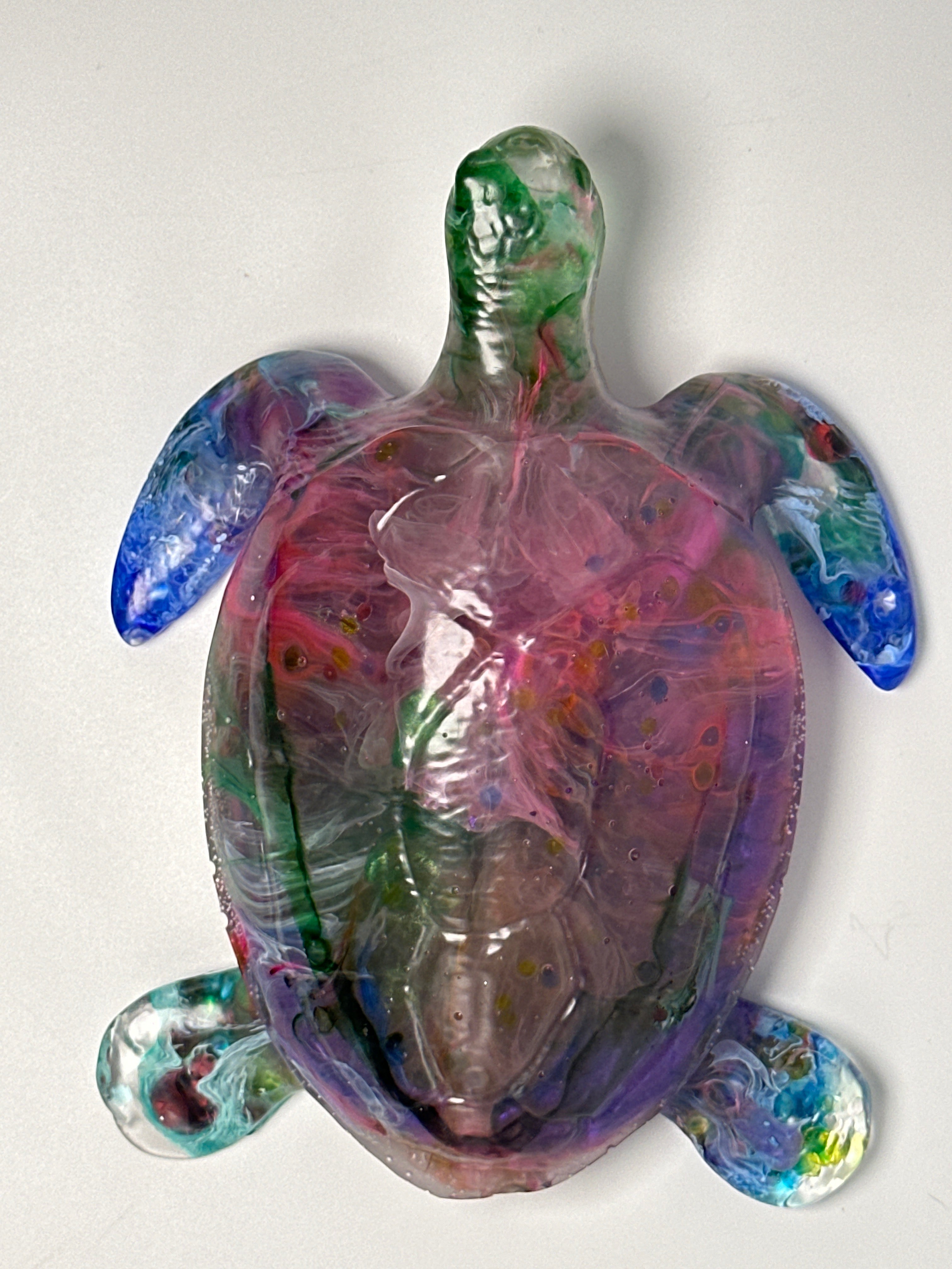 Sea Turtle/6 inch /smoke design  blue / pink/ jewels. Item 191