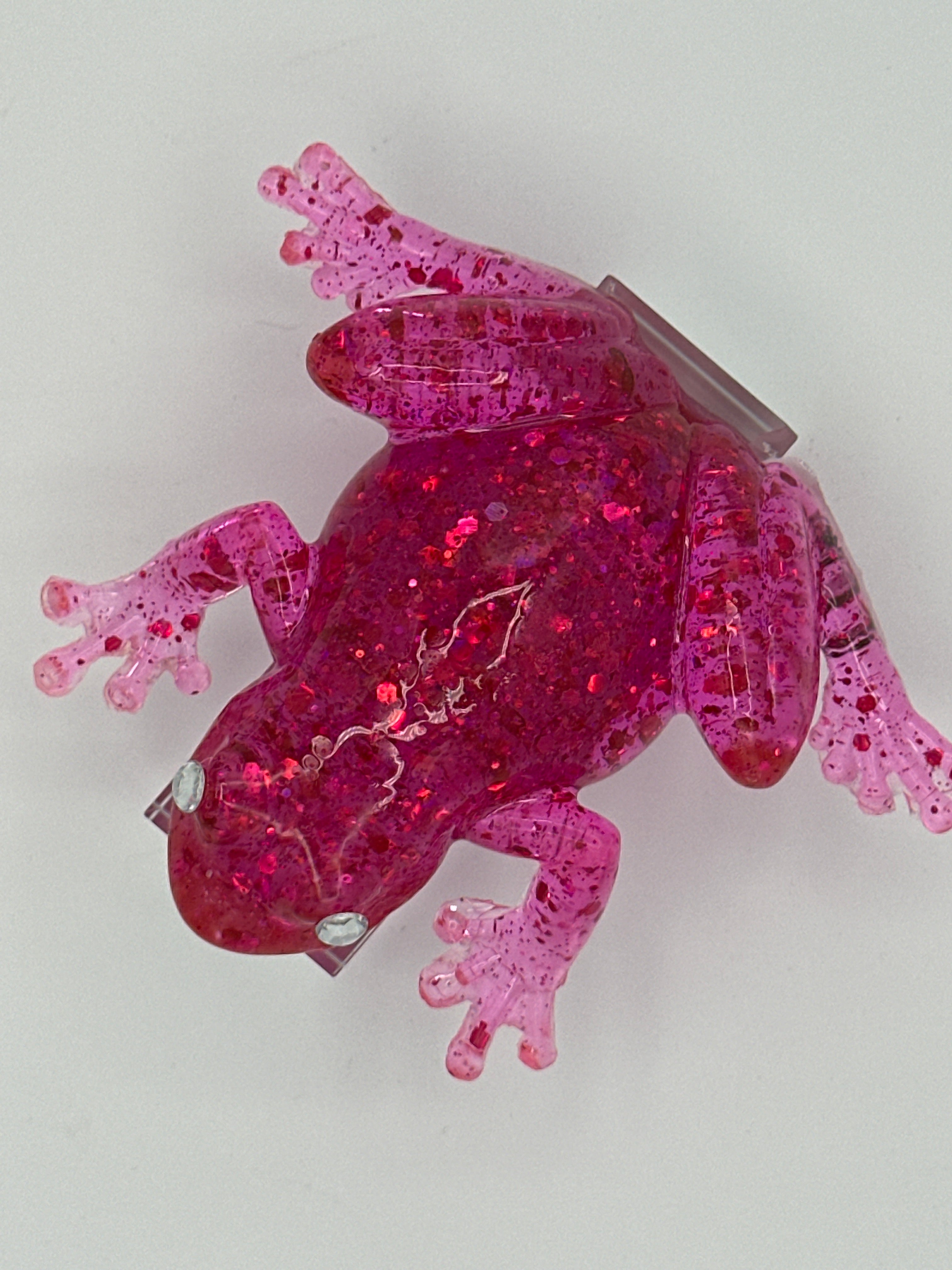 Fancy frog/hot pink/glitter/faux diamond eyes/item 285 blue