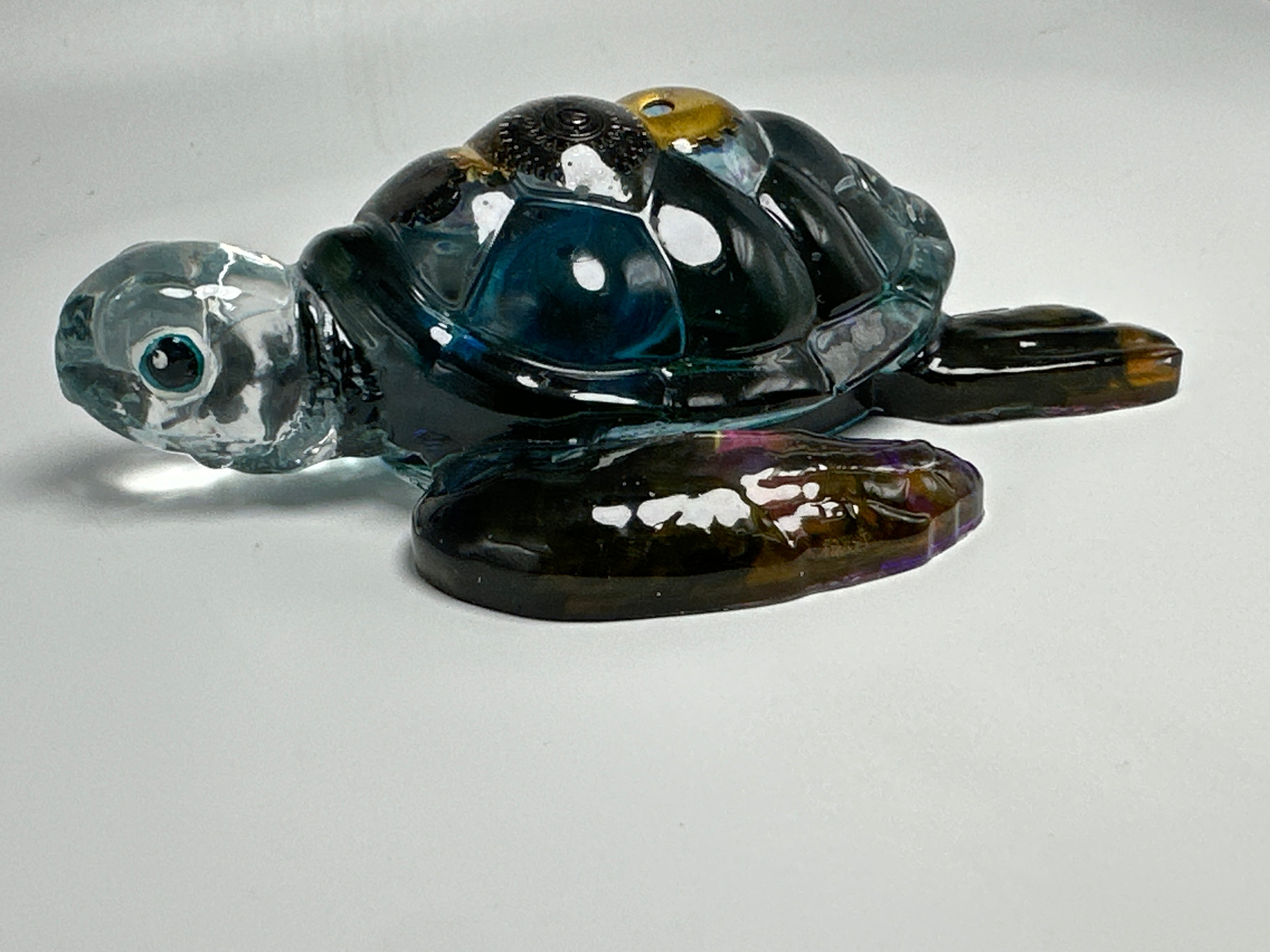 Sea Turtle 5 inch blue /pink / gold /gears. Item 187