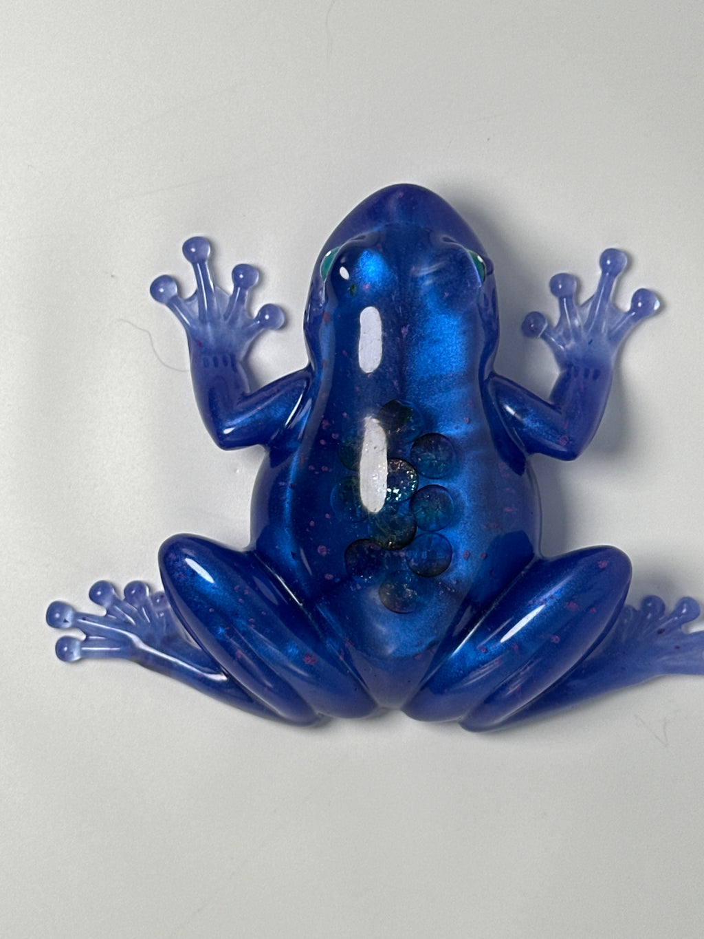Frog Fancy blue with crystals in its back. Item 57