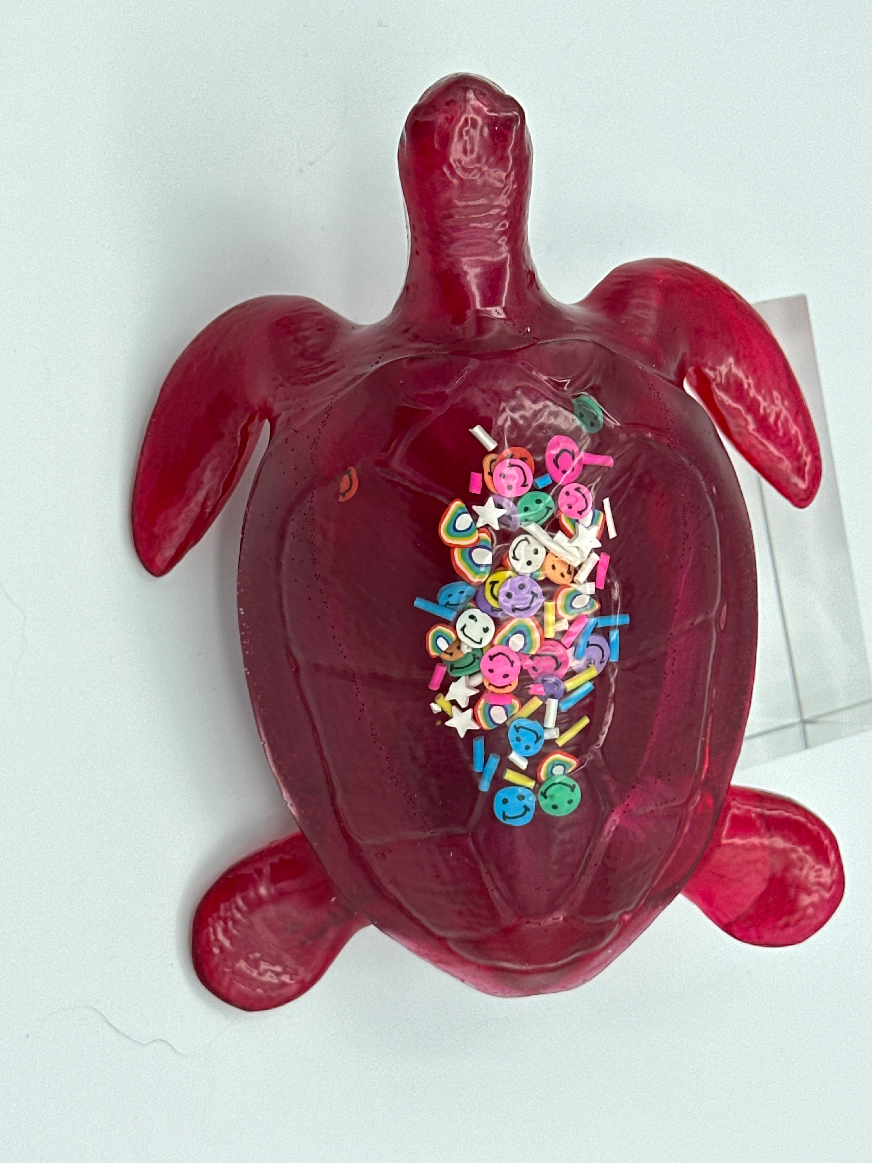 Sea turtle medium 6 inches long/color red/ confetti /weight 9.0 ounces /item 9