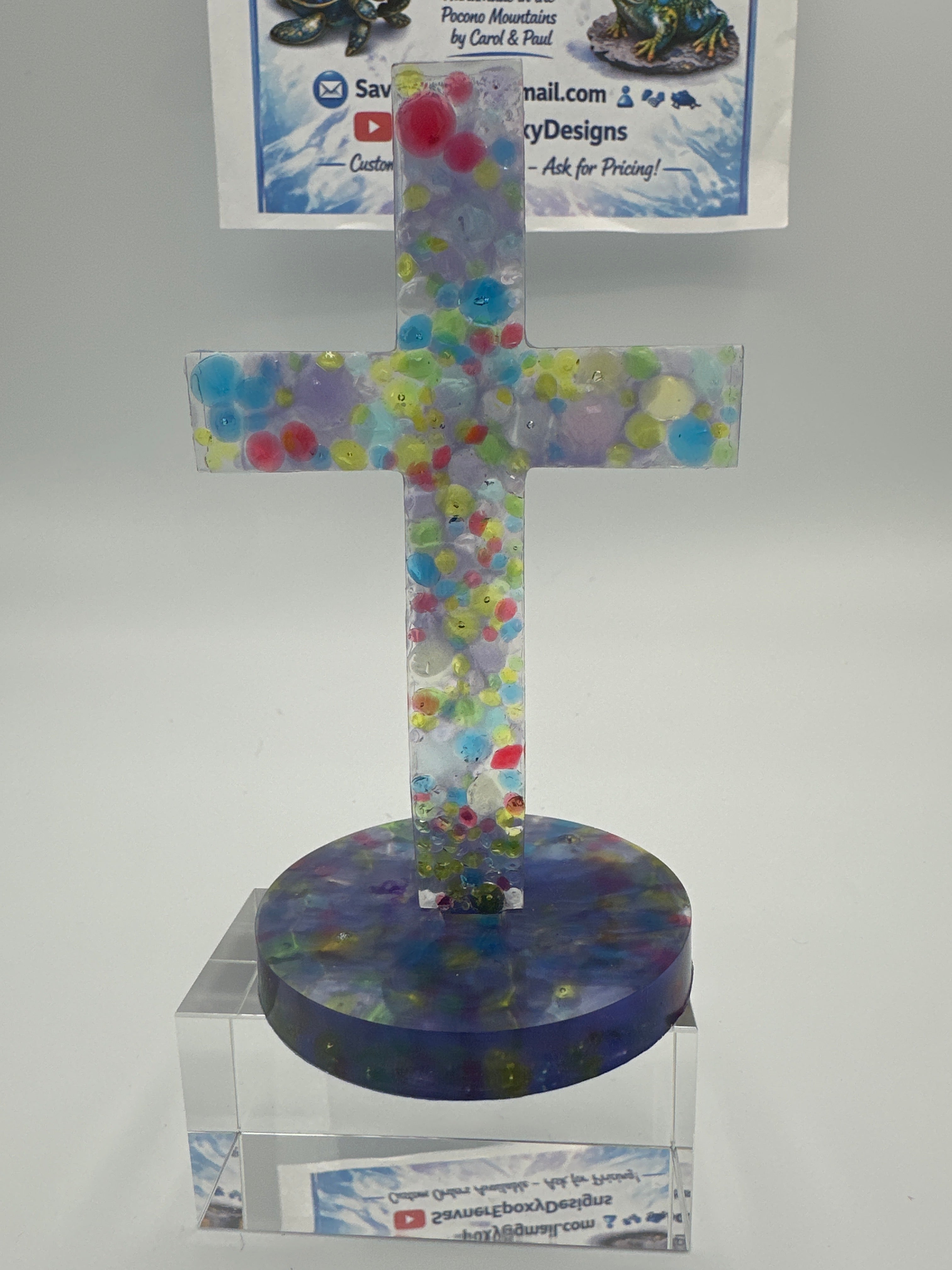 Cross/5 1/4 inches tall/purple/jewels/item 133