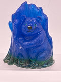 Bear in tree / blue / green / hand-painted face / item 266