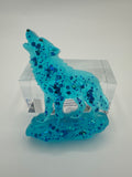 Wolf howling/aquamarine/chunky glitter/item number 263