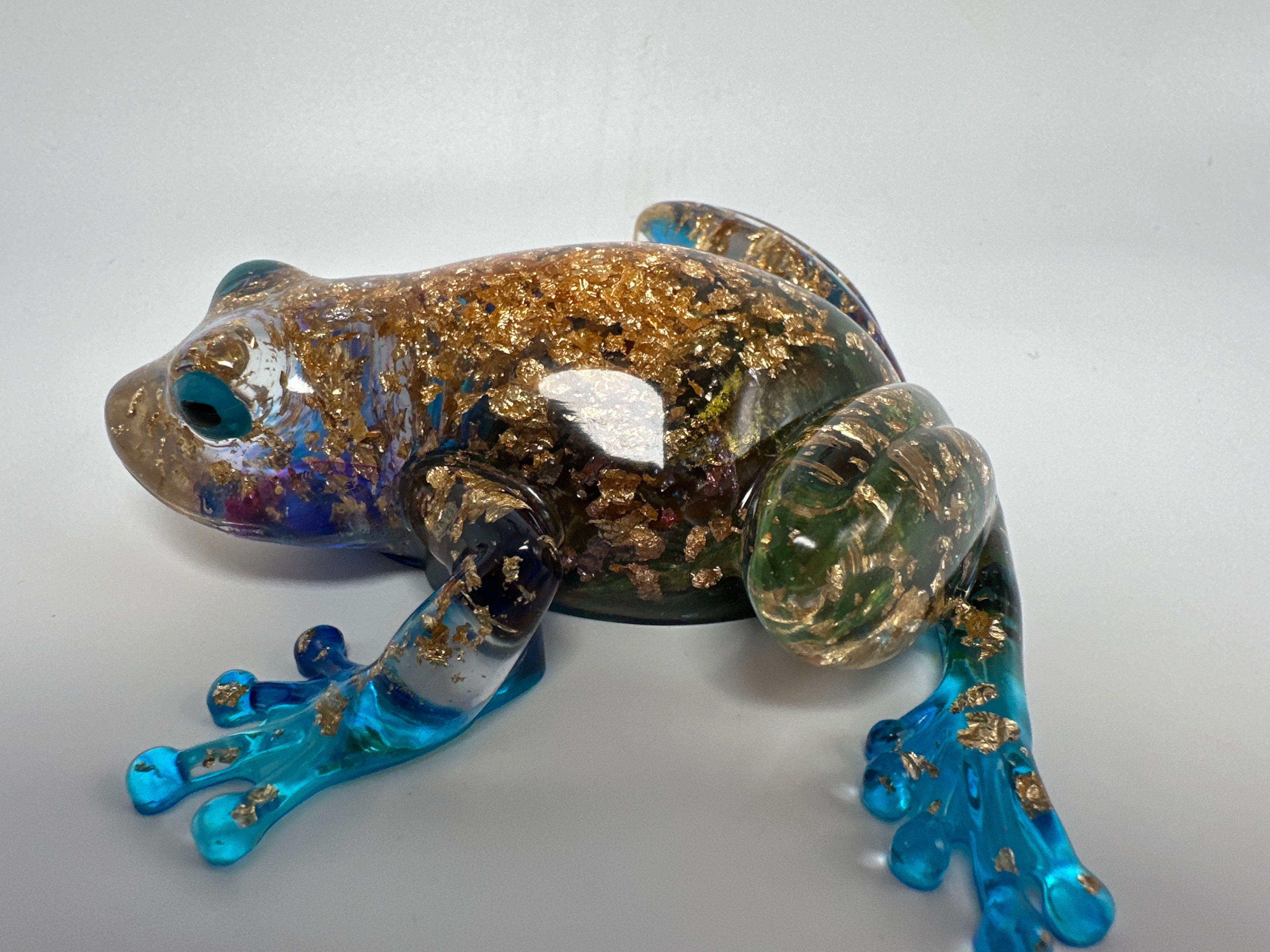 Frog Fancy / teal / gold fleck. Item 61