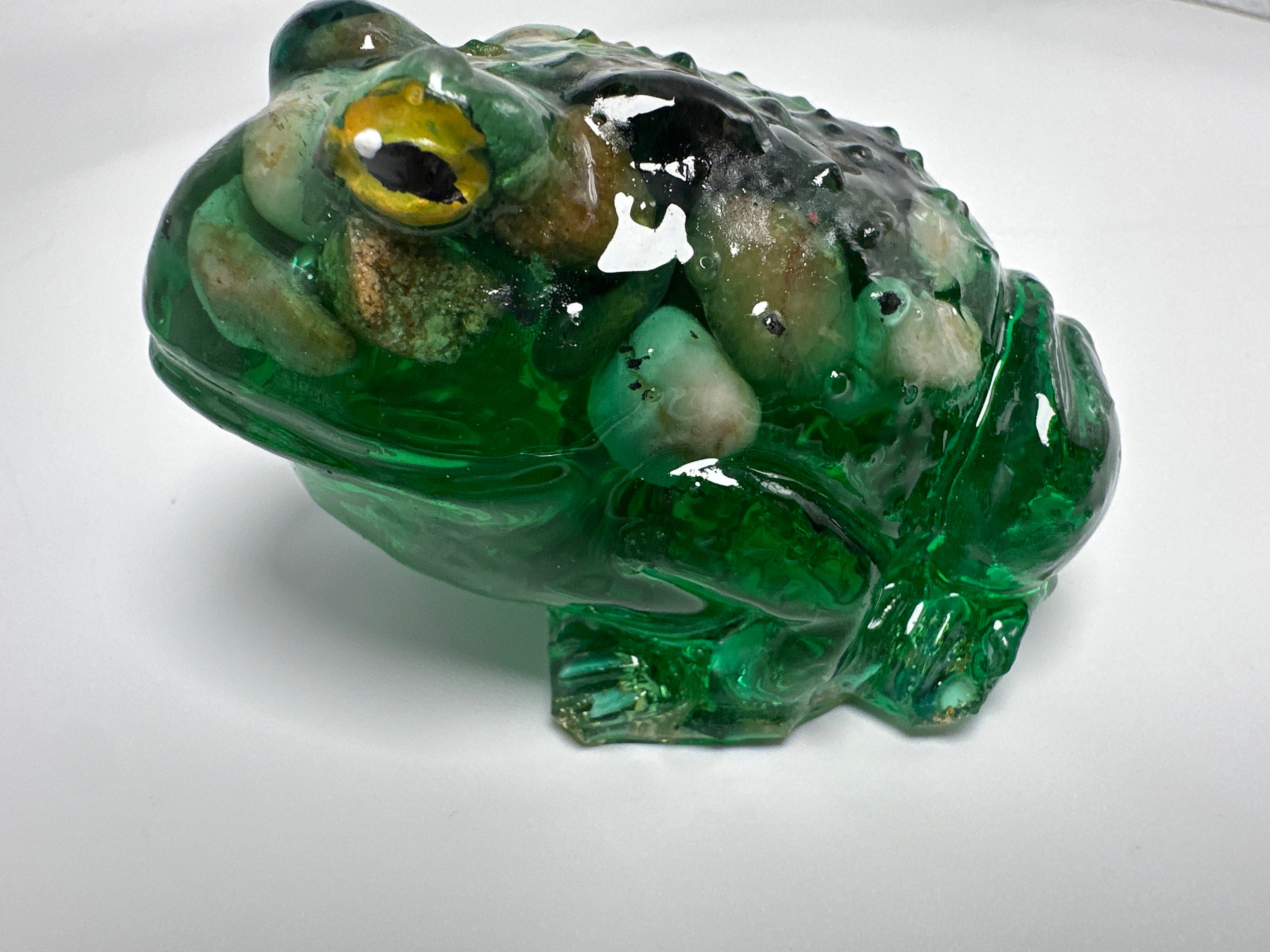 Bullfrog/ green/ rock/ hand painted eyes Item 46
