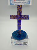 Cross/height 5 1/4 inches/blue/purple/gold flick forward/item 173