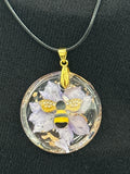 Pendant/1.5 inches/floral with bumblebee/item 44