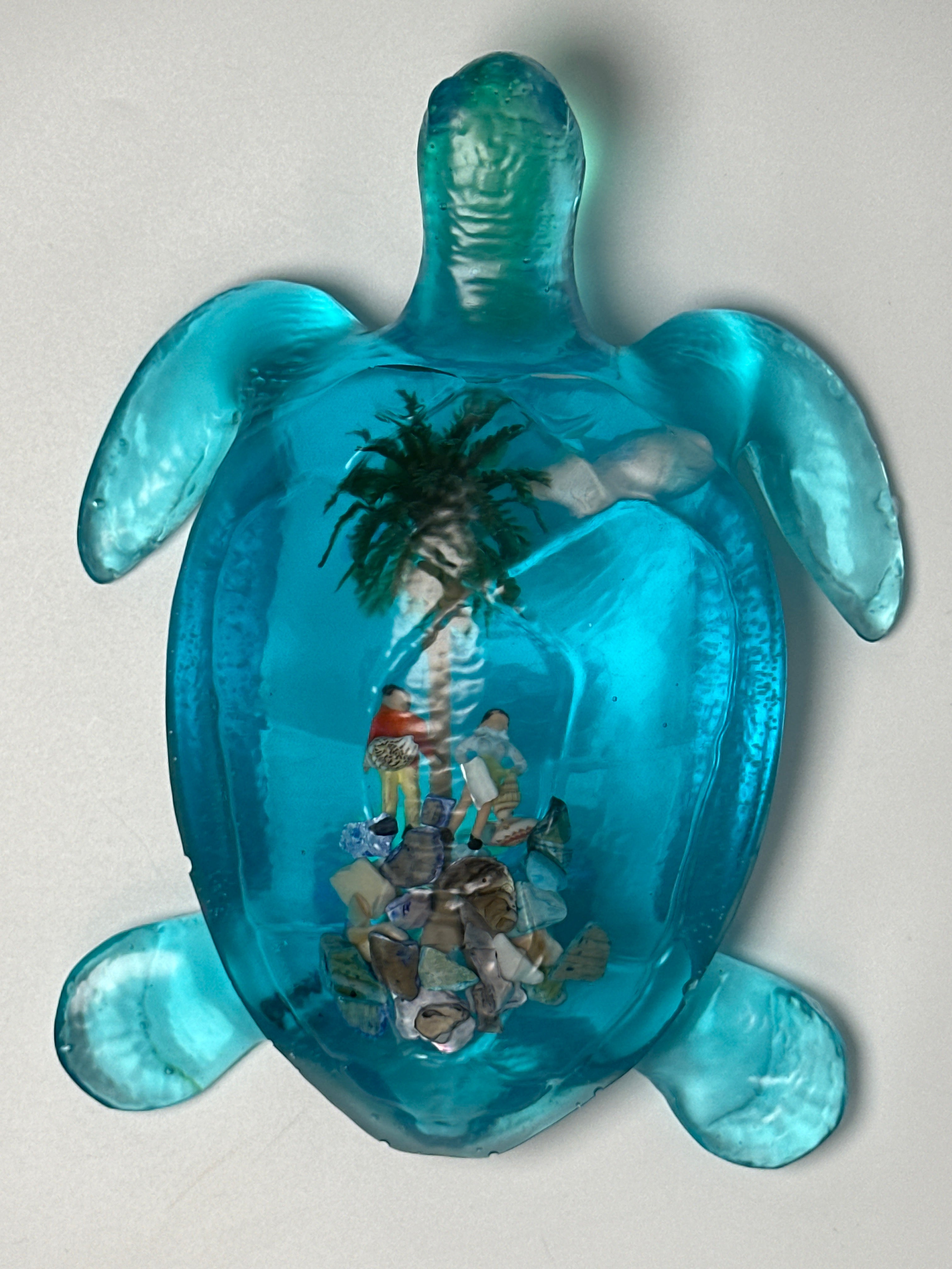 Sea Turtle , Aqua blue/6 inch / palm tree/people Item 237