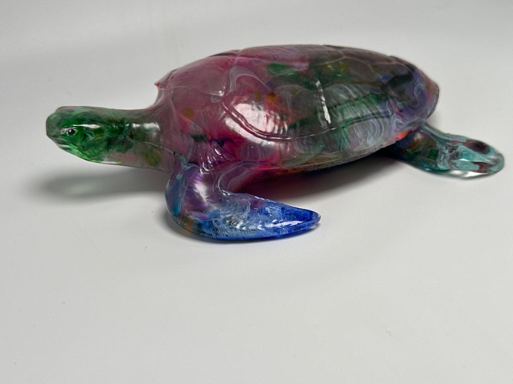 Sea Turtle/6 inch /smoke design  blue / pink/ jewels. Item 191