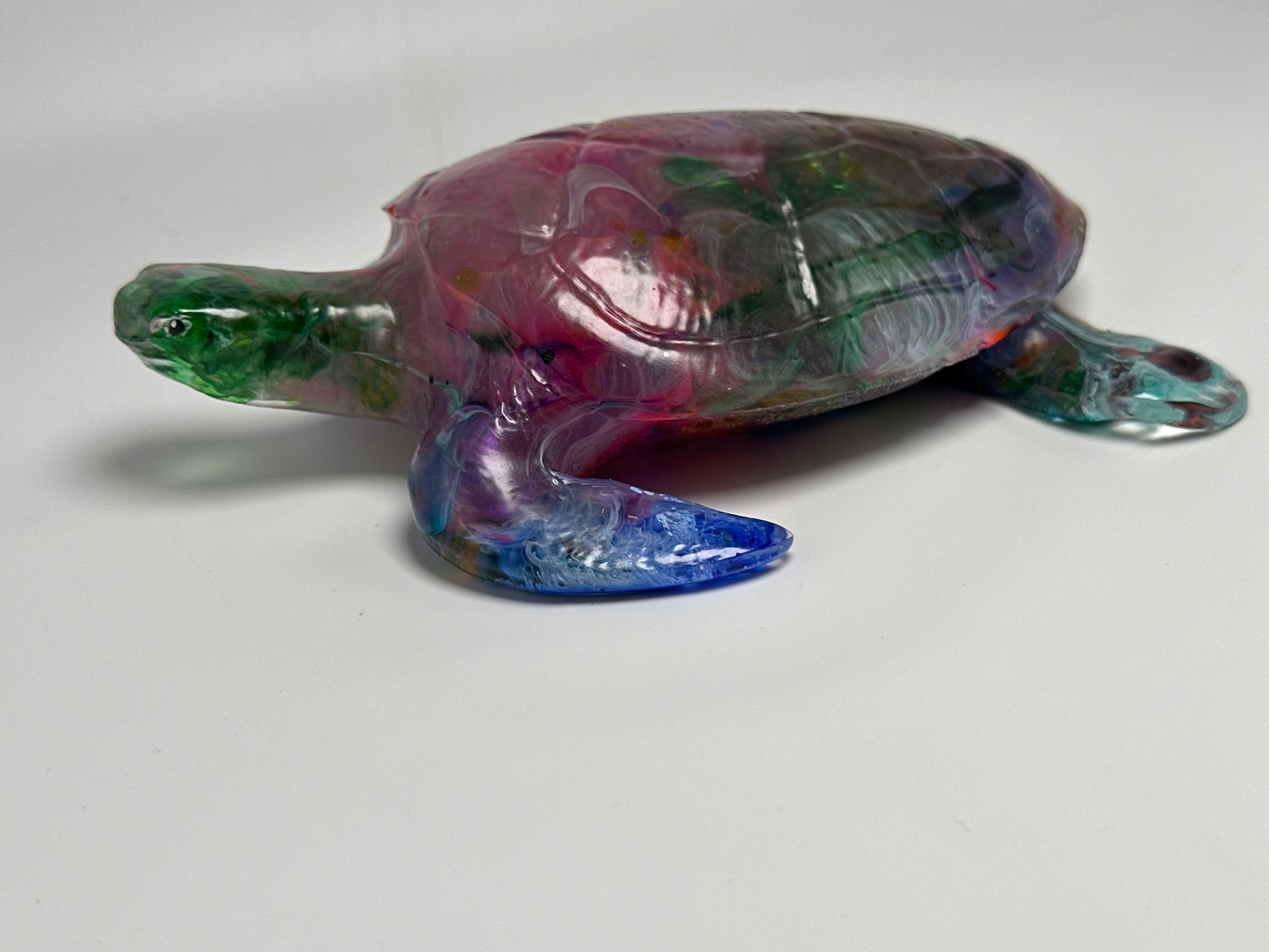Sea Turtle/6 inch /smoke design  blue / pink/ jewels. Item 191